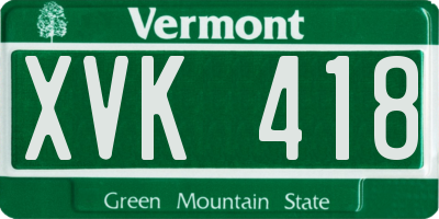 VT license plate XVK418