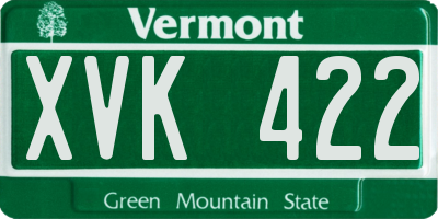 VT license plate XVK422