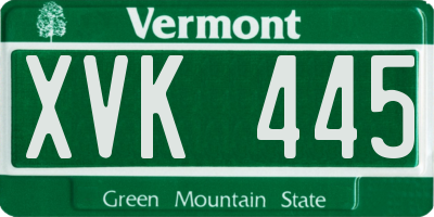 VT license plate XVK445