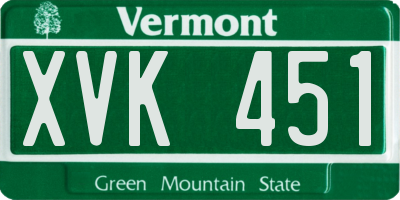 VT license plate XVK451