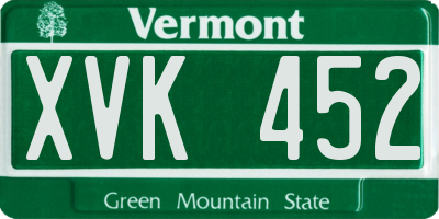 VT license plate XVK452