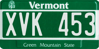 VT license plate XVK453