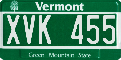 VT license plate XVK455