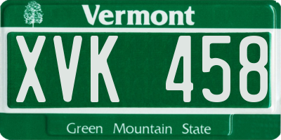 VT license plate XVK458