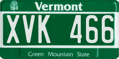 VT license plate XVK466