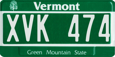 VT license plate XVK474