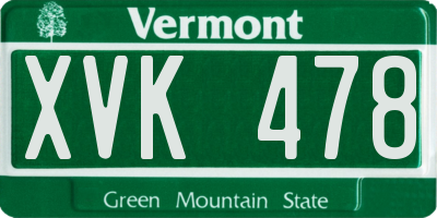 VT license plate XVK478