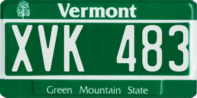 VT license plate XVK483
