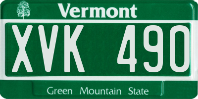 VT license plate XVK490