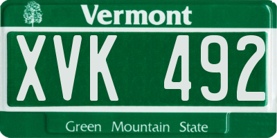 VT license plate XVK492