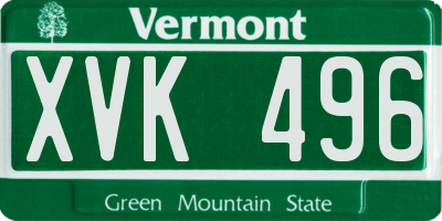 VT license plate XVK496