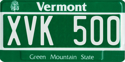 VT license plate XVK500