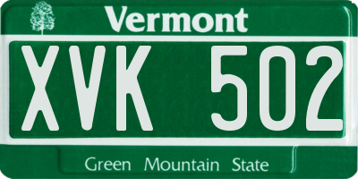 VT license plate XVK502
