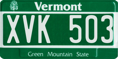 VT license plate XVK503