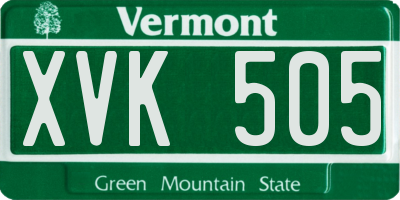 VT license plate XVK505