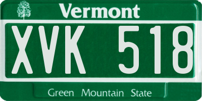 VT license plate XVK518