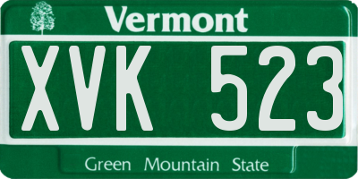 VT license plate XVK523
