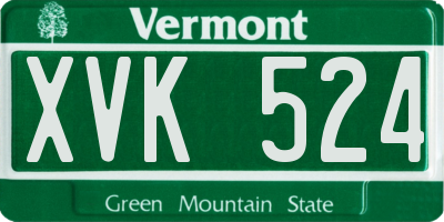 VT license plate XVK524