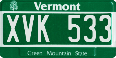 VT license plate XVK533
