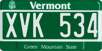 VT license plate XVK534
