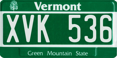 VT license plate XVK536