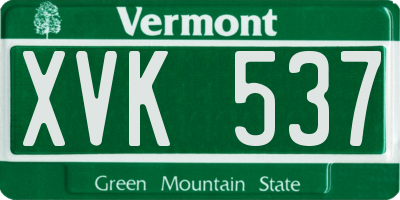 VT license plate XVK537
