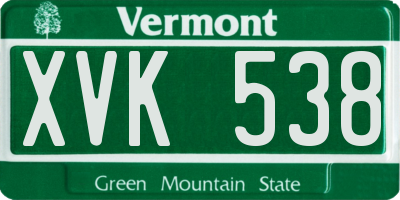 VT license plate XVK538