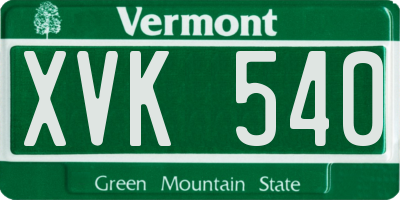 VT license plate XVK540