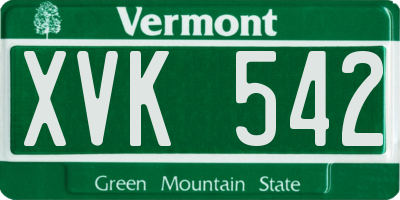 VT license plate XVK542