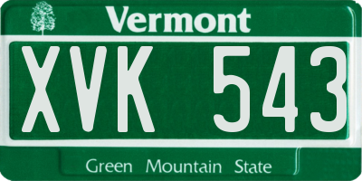 VT license plate XVK543
