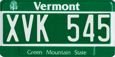 VT license plate XVK545