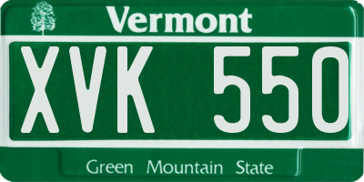 VT license plate XVK550