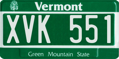 VT license plate XVK551
