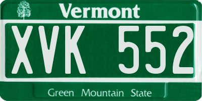 VT license plate XVK552