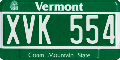 VT license plate XVK554