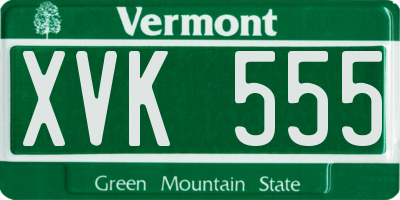 VT license plate XVK555
