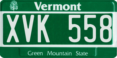 VT license plate XVK558