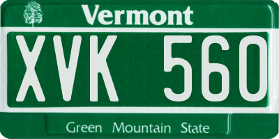 VT license plate XVK560