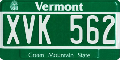 VT license plate XVK562