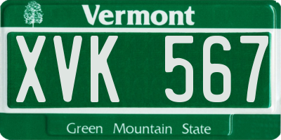 VT license plate XVK567