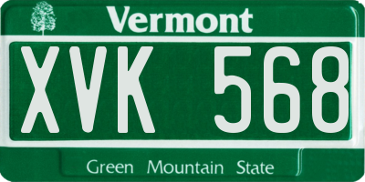 VT license plate XVK568
