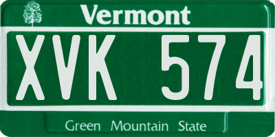 VT license plate XVK574