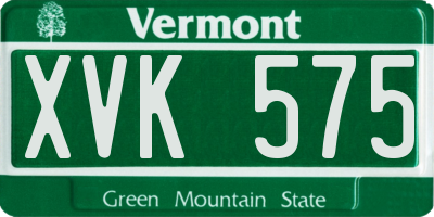 VT license plate XVK575