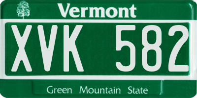 VT license plate XVK582