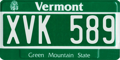 VT license plate XVK589