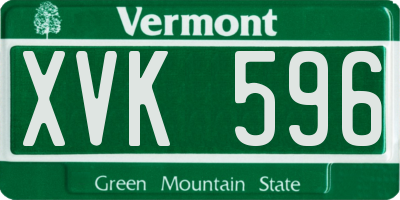 VT license plate XVK596