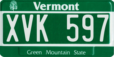 VT license plate XVK597