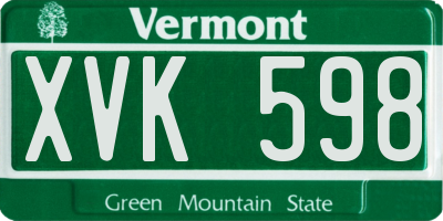 VT license plate XVK598