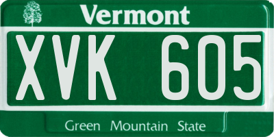 VT license plate XVK605