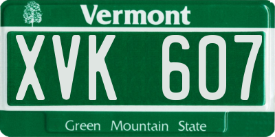 VT license plate XVK607